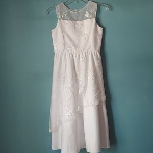 White Formal Wedding Prom Lace Overlay Dress Sz 12-nb